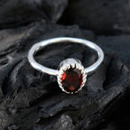 Garnet Solitaire Japanese Sterling Silver Red Gemstone Delicate Luxurious Ring Jewellery