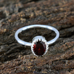 Garnet Solitaire Japanese Sterling Silver Red Gemstone Delicate Luxurious Ring Jewellery