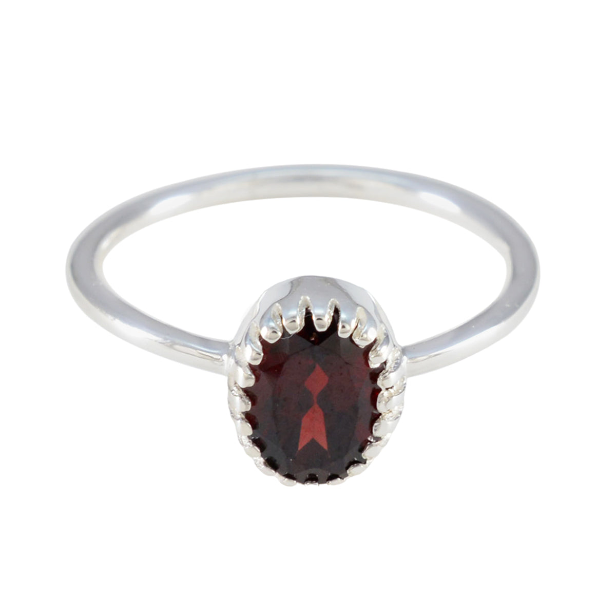Garnet Solitaire Japanese Sterling Silver Red Gemstone Delicate Luxurious Ring Jewellery Immagine principale del prodotto
