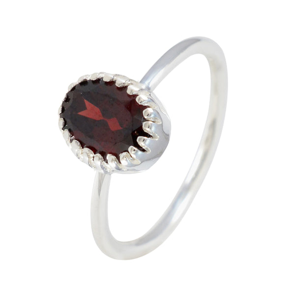 Garnet Solitaire Japanese Sterling Silver Red Gemstone Delicate Luxurious Ring Jewellery