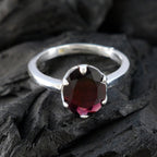 Garnet Solitaire Korean Sterling Silver Red Gemstones Delicate Sophisticated Ring Jewellery