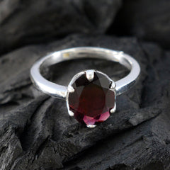 Garnet Solitaire Korean Sterling Silver Red Gemstones Delicate Sophisticated Ring Jewellery