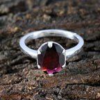Garnet Solitaire Korean Sterling Silver Red Gemstones Delicate Sophisticated Ring Jewellery