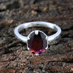 Garnet Solitaire Korean Sterling Silver Red Gemstones Delicate Sophisticated Ring Jewellery