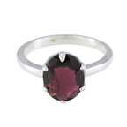 Garnet Solitaire Korean Sterling Silver Red Gemstones Delicate Sophisticated Ring Jewellery