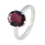 Garnet Solitaire Korean Sterling Silver Red Gemstones Delicate Sophisticated Ring Jewellery