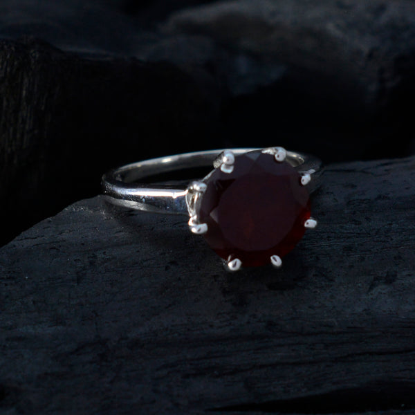 Garnet Solitaire Korean Sterling Silver Red Gems Whisper thin Glamorous Ring Jewellery