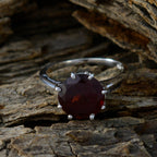 Garnet Solitaire Korean Sterling Silver Red Gems Whisper thin Glamorous Ring Jewellery