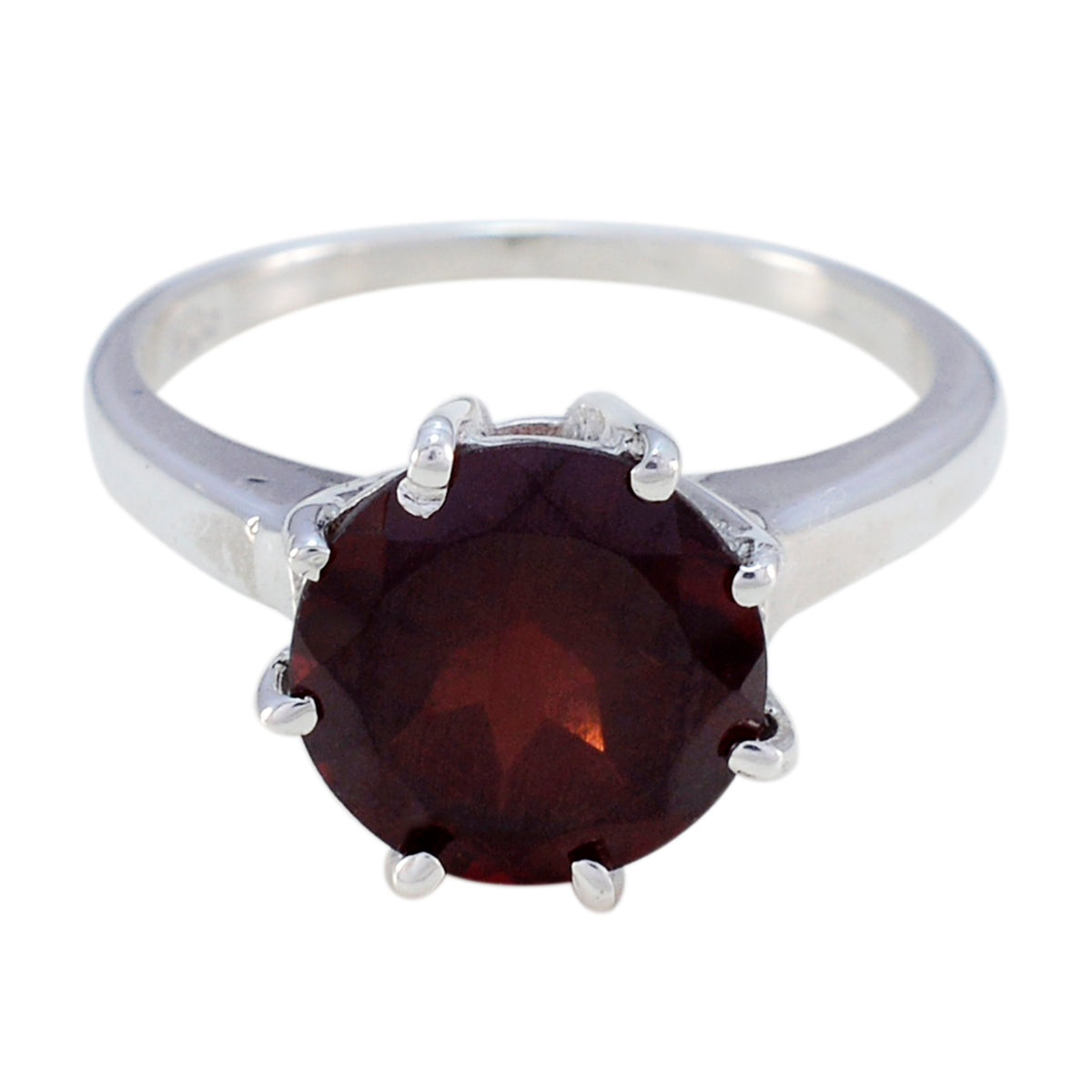 Garnet Solitaire Korean Sterling Silver Red Gems Whisper thin Glamorous Ring Jewellery