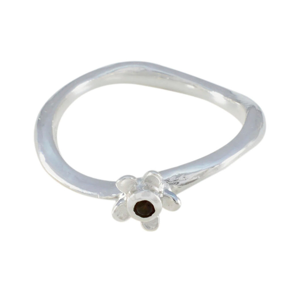 Garnet Solitaire Japanese 925 Sterling Silver Red Gemstones Delicate Trendy Ring Jewelry