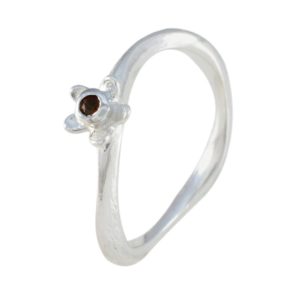 Garnet Solitaire Japanese 925 Sterling Silver Red Gemstones Delicate Trendy Ring Jewelry