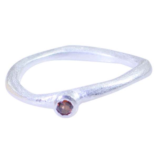 Garnet Solitaire American 925 Silver Red Gemstones Delicate Glamorous Ring Jewelry