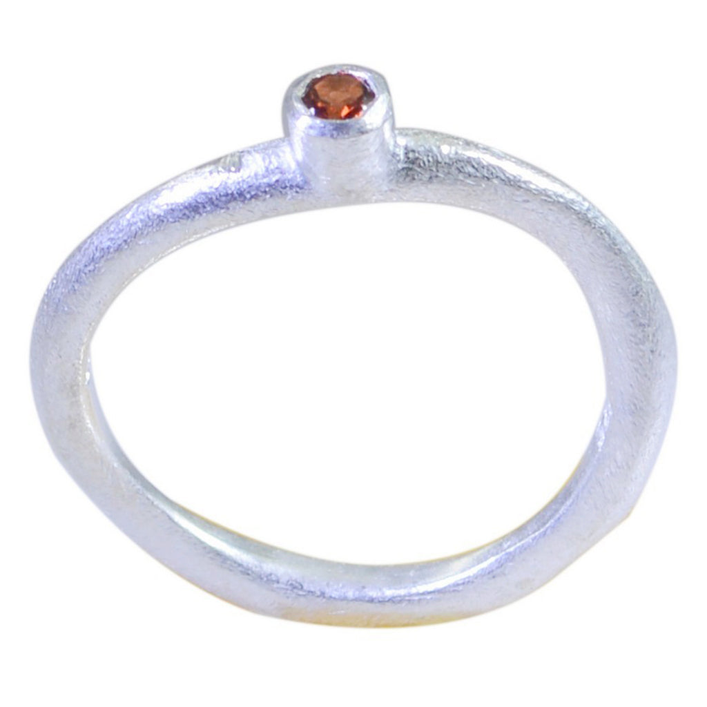 Garnet Solitaire American 925 Silver Red Gemstones Delicate Glamorous Ring Jewelry