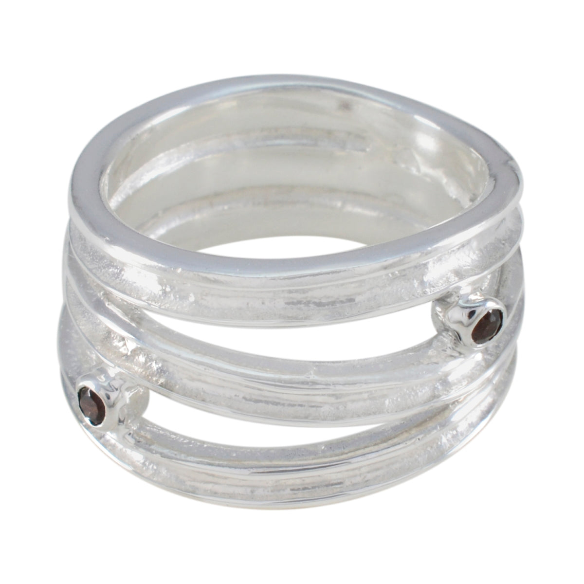 Garnet Solitaire Italian 925 Sterling Silver Red Gemstones Edgy Modern Ring Jewellery