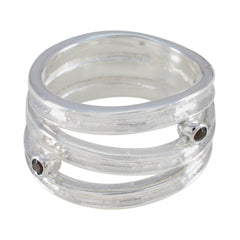 Garnet Solitaire Italian 925 Sterling Silver Red Gemstones Edgy Modern Ring Jewellery