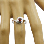Garnet Solitaire American 92.5 Silver Red Gemstones Dainty Romantic Ring Jewelry