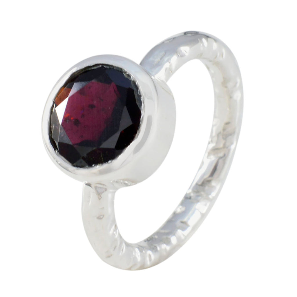 Garnet Solitaire German 925 Silver Red Gemstones Classic Trendy Ring Jewelry