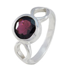 Garnet Solitaire African 925 Sterling Silver Red Gemstone Featherlight Feminine Ring Jewelry