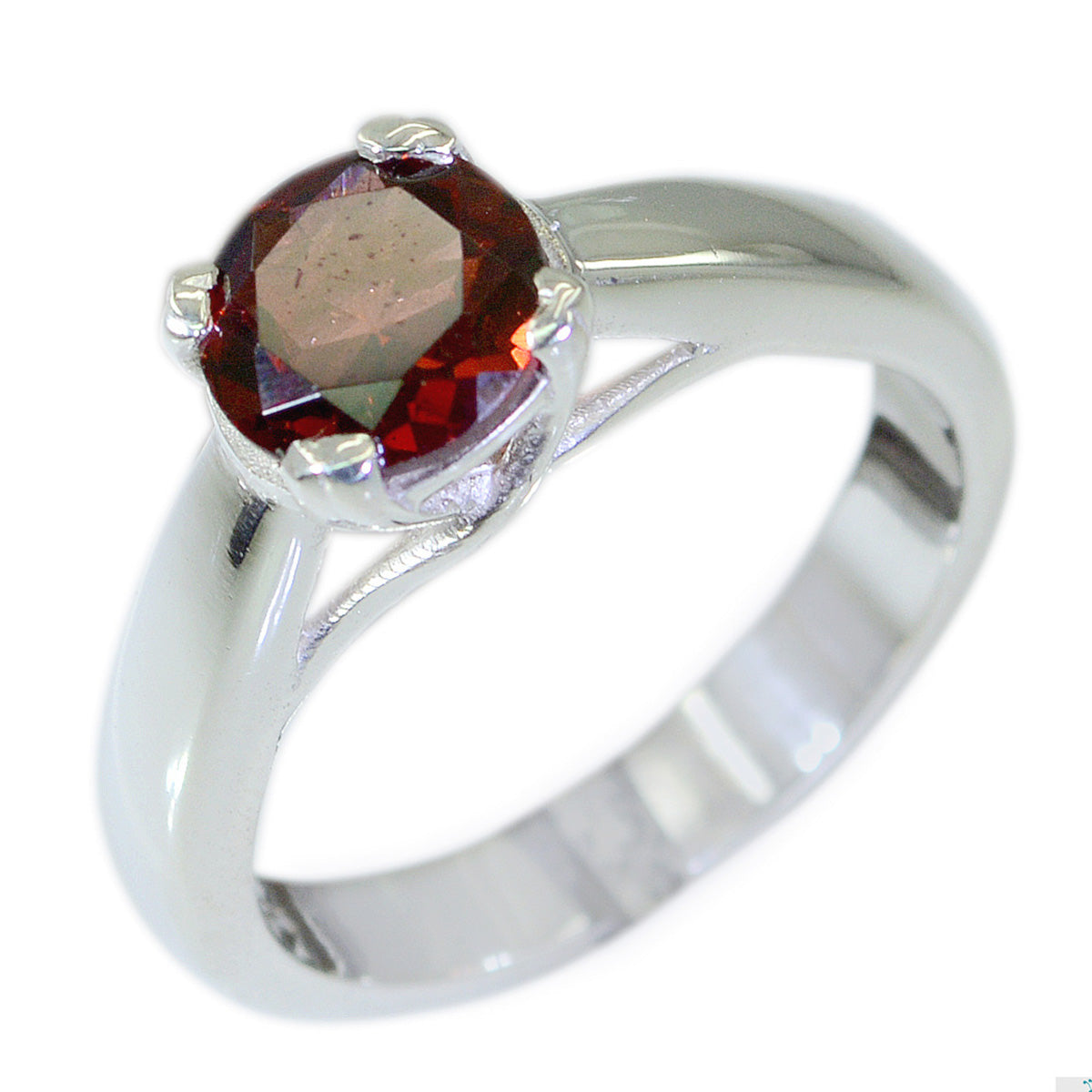 Garnet Solitaire Egyptian 92.5 Silver Red Gemstone Tiny Modern Ring Jewelry Imagen principal del producto