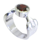 Garnet Solitaire French 925 Silver Red Gemstone Eye catching Art Deco Ring Jewellery