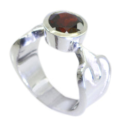 Garnet Solitaire French 925 Silver Red Gemstone Eye catching Art Deco Ring Jewellery