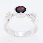 Garnet Solitaire French 925 Silver Red Gemstone Eye catching Art Deco Ring Jewellery