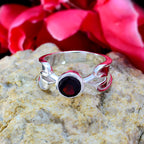 Garnet Solitaire French 925 Silver Red Gemstone Eye catching Art Deco Ring Jewellery