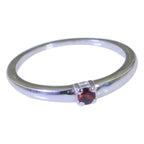 Garnet Solitaire Korean Silver Red Gemstone Elegant  Graceful Ring Jewelry