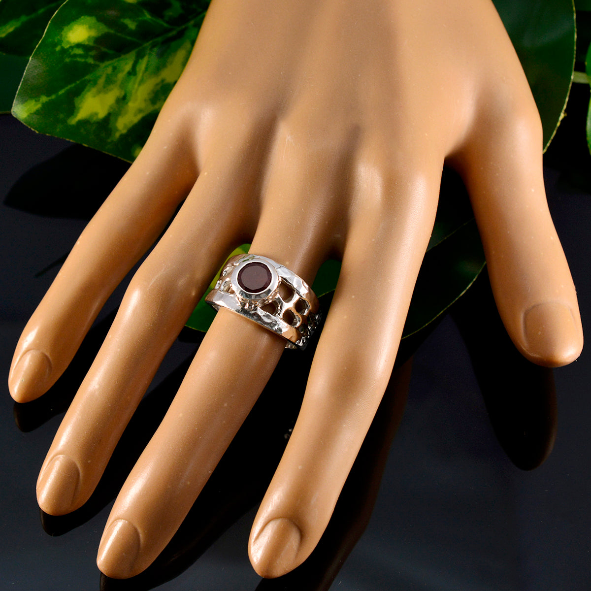 Garnet Solitaire Italian 925 Silver Red Gems Versatile Filigree Ring Jewelry