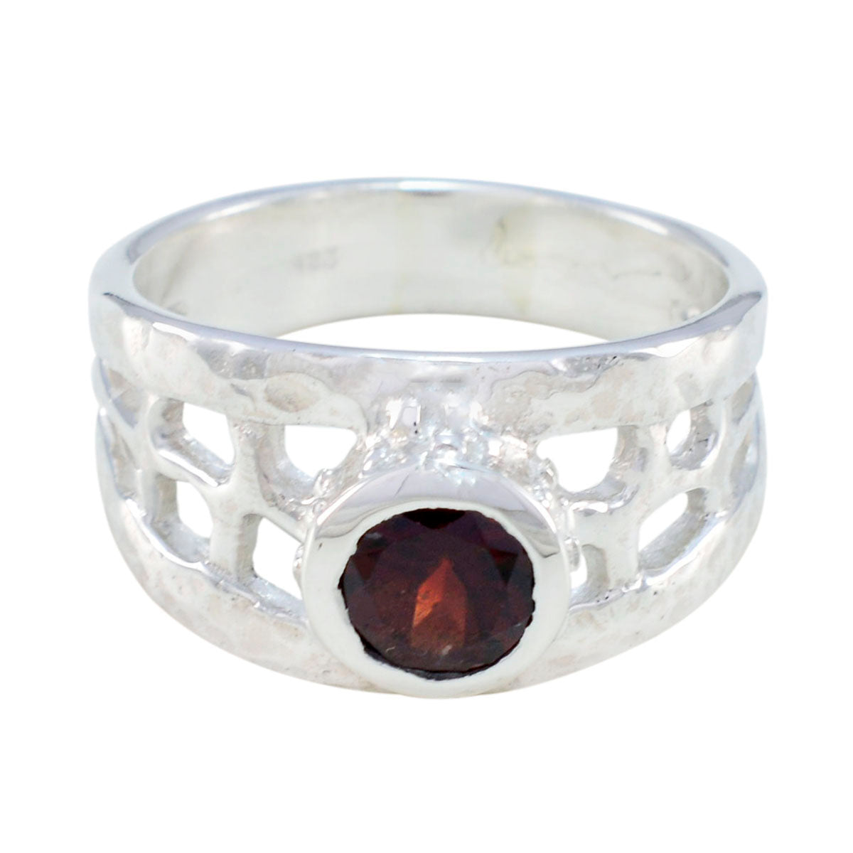 Granat Solitär Italienischer 925 Silber Rote Edelsteine Vielseitiger Filigranring Schmuck Hauptbild