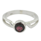 Garnet Solitaire American Sterling Silver Red Gemstones Whisper thin Modern Ring Jewelry