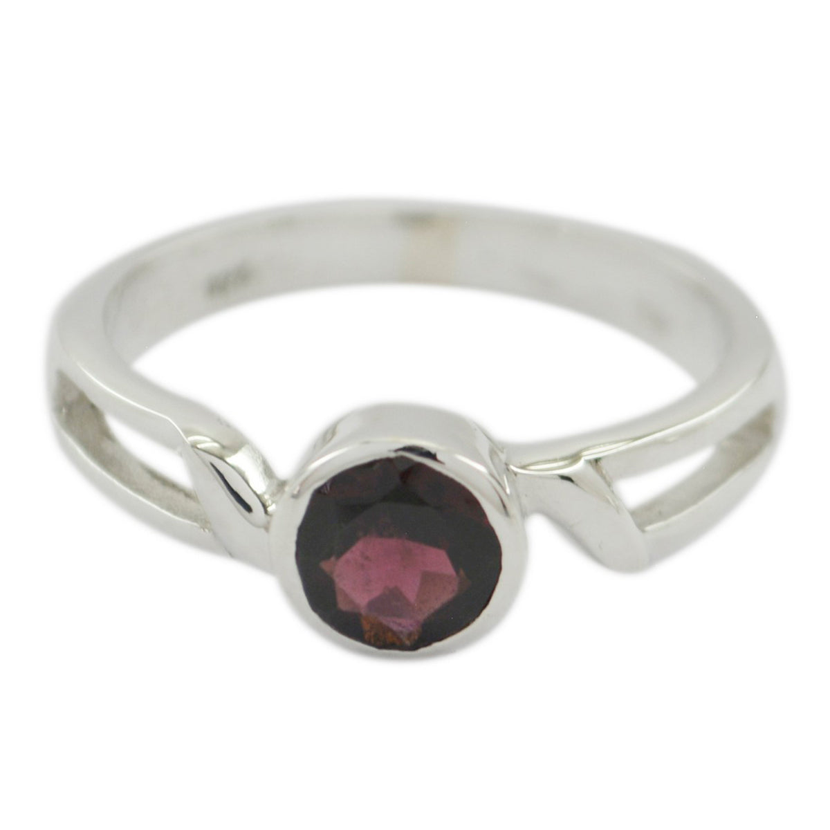 Garnet Solitaire American Sterling Silver Red Gemstones Whisper thin Modern Ring Jewelry