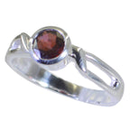 Garnet Solitaire American Sterling Silver Red Gemstones Whisper thin Modern Ring Jewelry