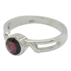 Garnet Solitaire American Sterling Silver Red Gemstones Whisper thin Modern Ring Jewelry