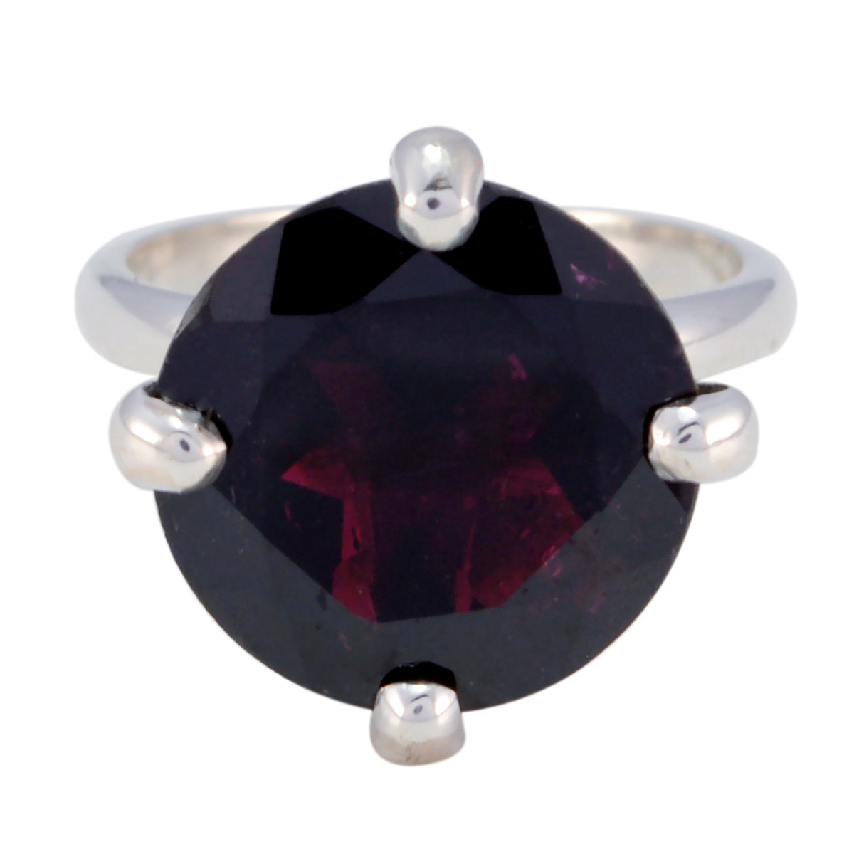 Garnet Solitaire German Sterling Silver Red Gems Tiny Graceful Ring Jewelry
