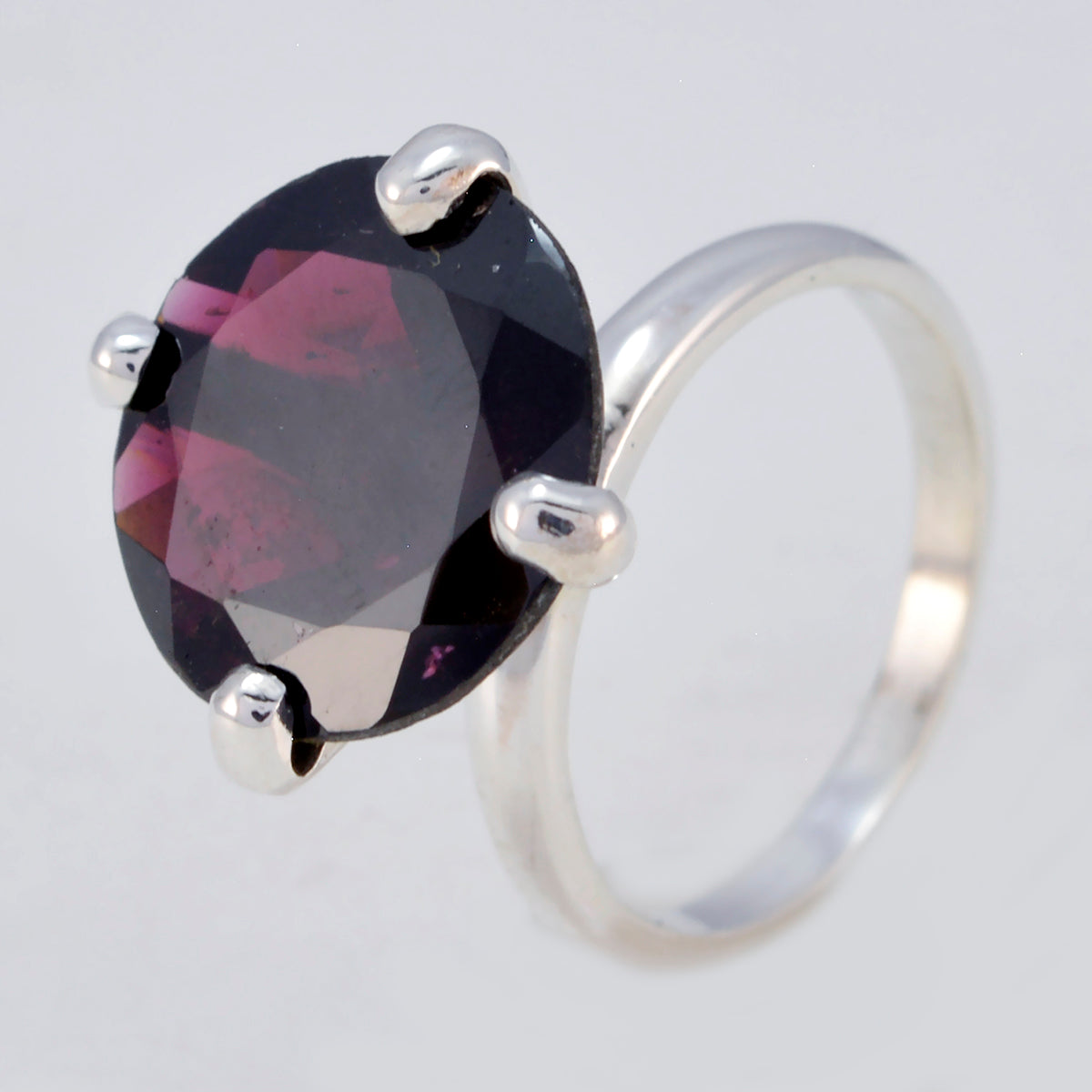 Garnet Solitaire German Sterling Silver Red Gems Tiny Graceful Ring Jewelry