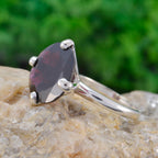 Garnet Solitaire German Sterling Silver Red Gems Tiny Graceful Ring Jewelry