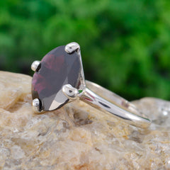 Garnet Solitaire German Sterling Silver Red Gems Tiny Graceful Ring Jewelry