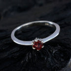 Garnet Solitaire Turkish Sterling Silver Red Gemstone Elegant  Graceful Ring Jewelry