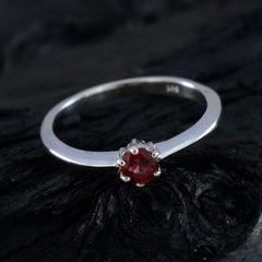 Garnet Solitaire Turkish Sterling Silver Red Gemstone Elegant  Graceful Ring Jewelry