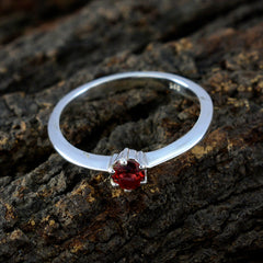 Garnet Solitaire Turkish Sterling Silver Red Gemstone Elegant  Graceful Ring Jewelry