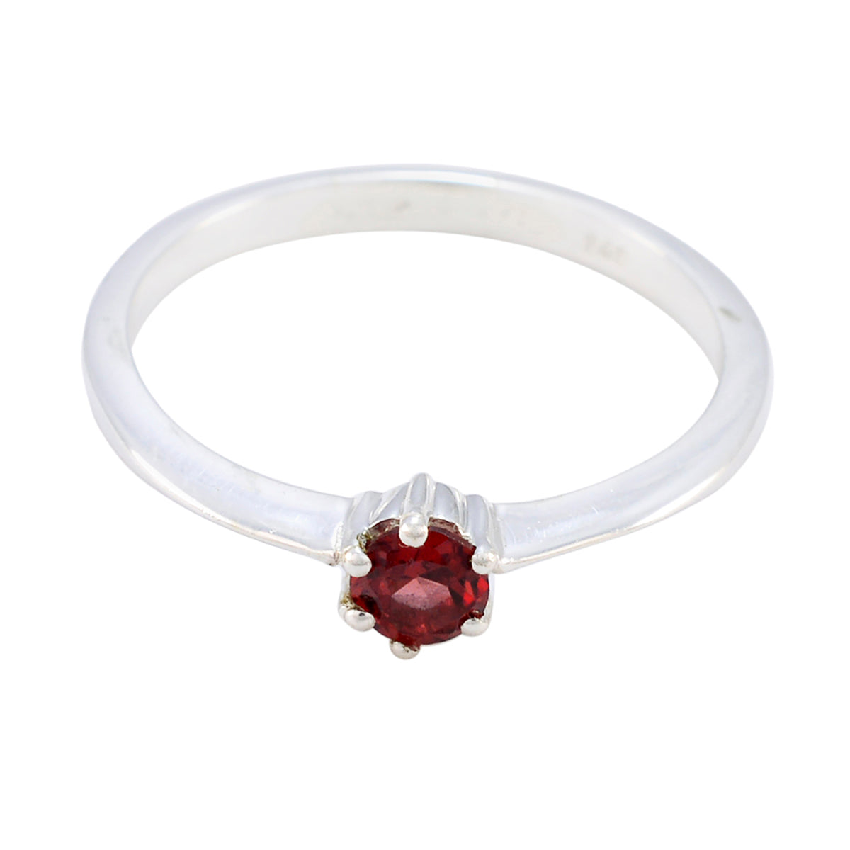 Garnet Solitaire Turkish Sterling Silver Red Gemstone Elegant  Graceful Ring Jewelry