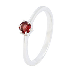 Garnet Solitaire Turkish Sterling Silver Red Gemstone Elegant  Graceful Ring Jewelry