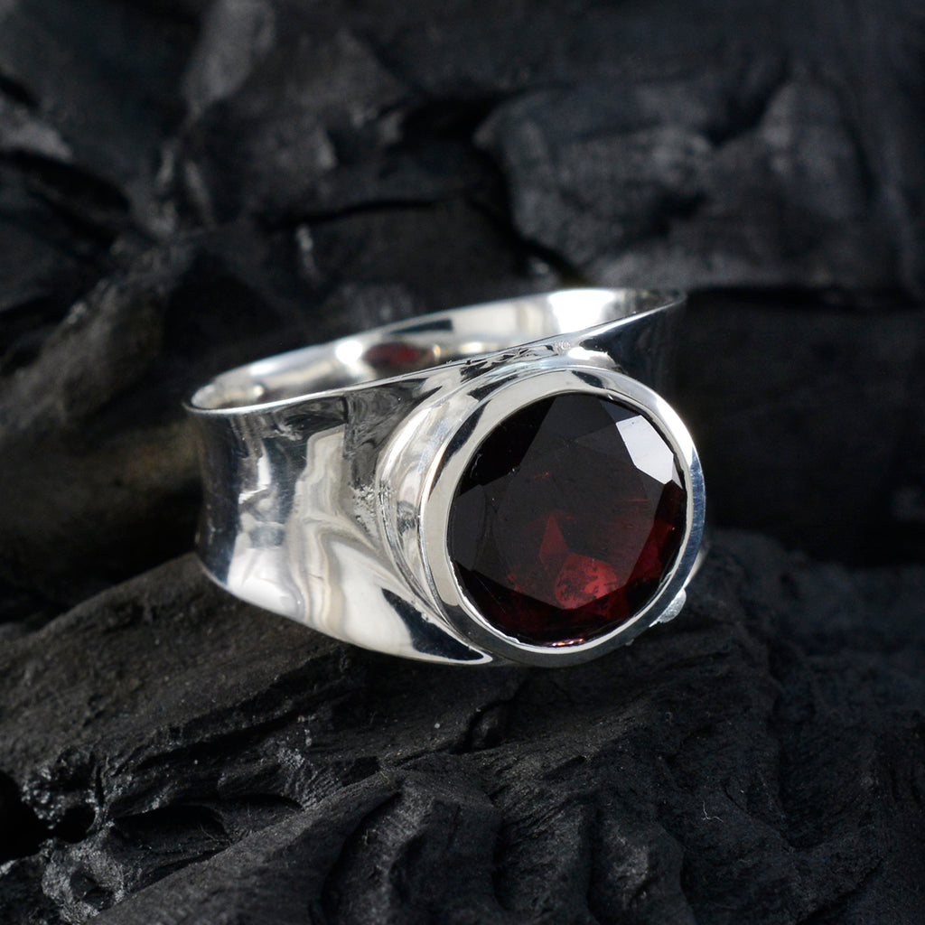 Garnet Solitaire Spanish 92.5 Silver Red Gemstone Edgy Armor Band Jewelry