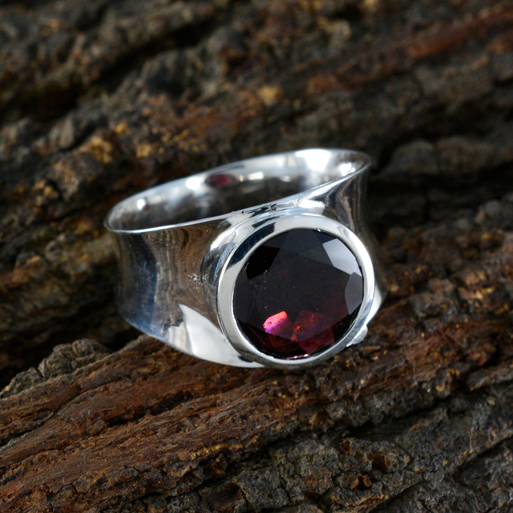Garnet Solitaire Spanish 92.5 Silver Red Gemstone Edgy Armor Band Jewelry