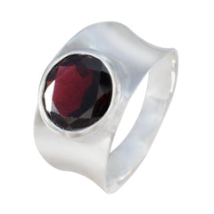 Garnet Solitaire Spanish 92.5 Silver Red Gemstone Edgy Armor Band Jewelry