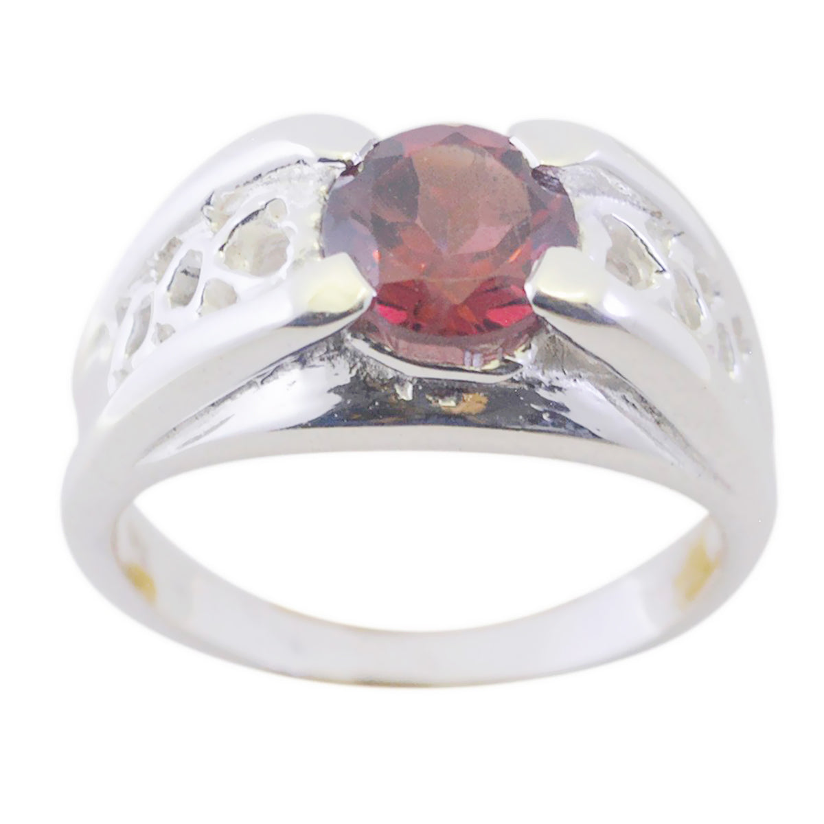 Garnet Solitaire Italian Sterling Silver Red Gems Versatile Filigree Ring Jewellery