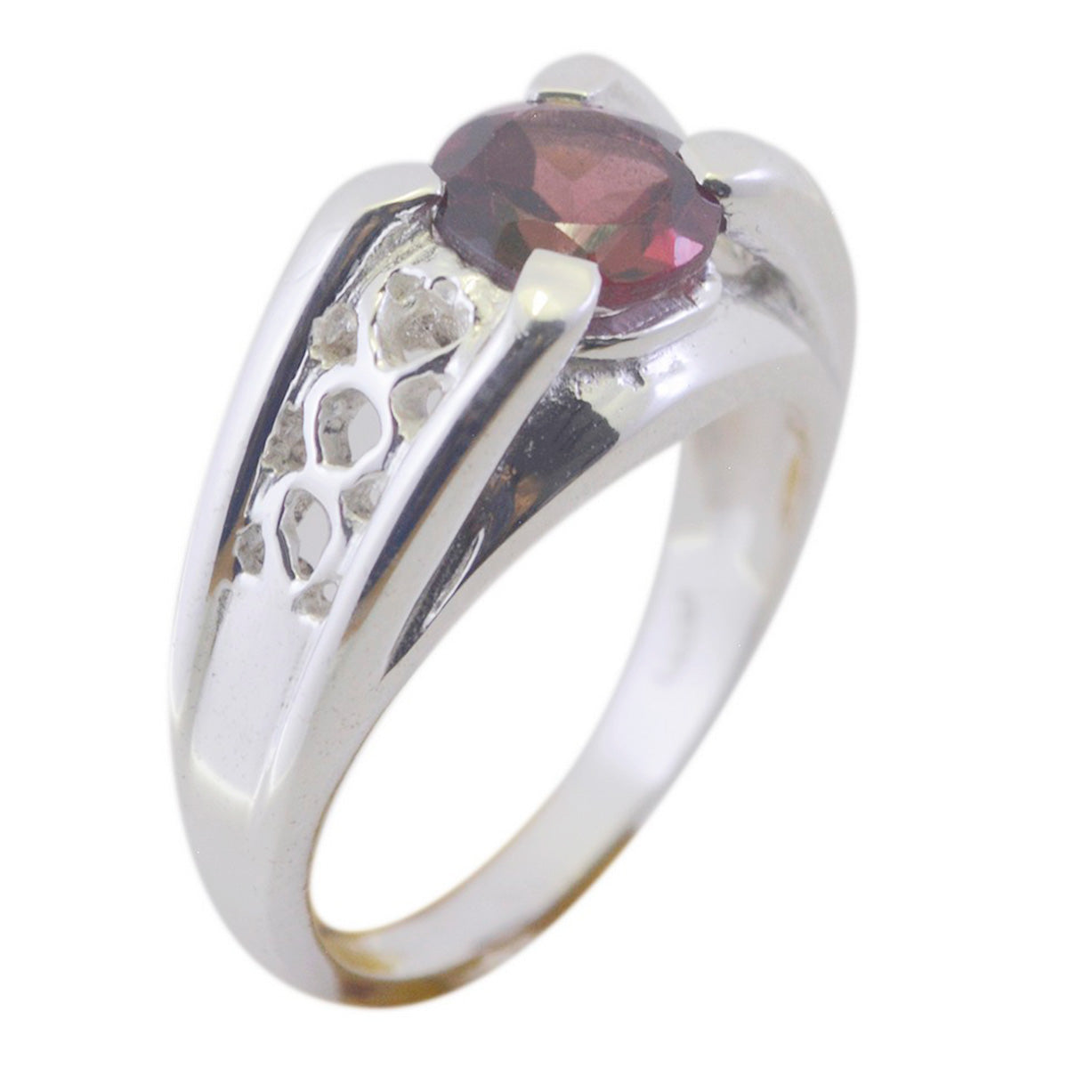 Garnet Solitaire Italian Sterling Silver Red Gems Versatile Filigree Ring Jewellery