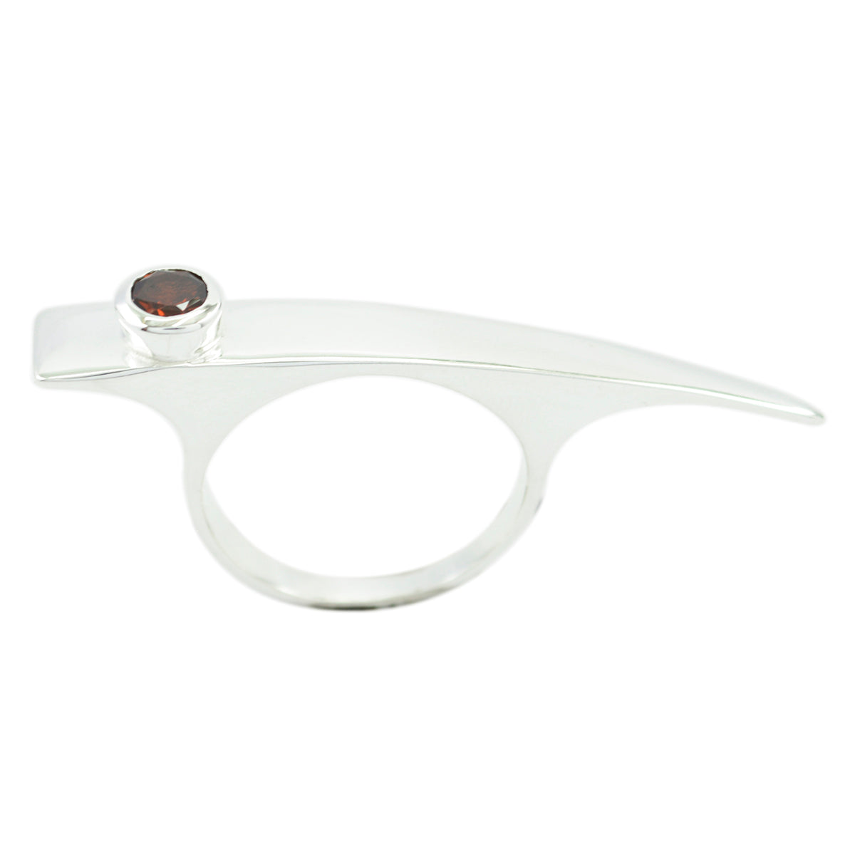 Garnet Solitaire French 925 Sterling Silver Red Gemstones Versatile Contemporary Ring Jewellery メイン画像