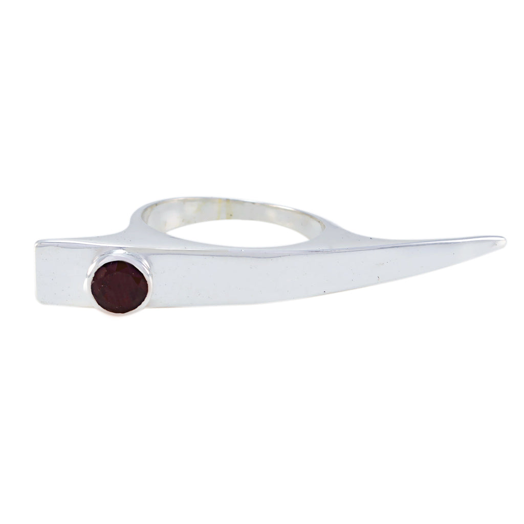 Garnet Solitaire French 925 Sterling Silver Red Gemstones Versatile Contemporary Ring Jewellery